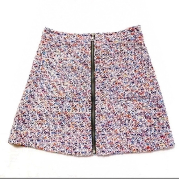 PARKER high waist tweed mini skirt satin lining softie Barbiecore Size L - Picture 7 of 8